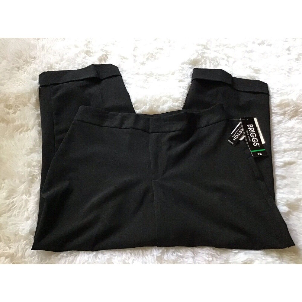 NWT Women's Briggs New York Black Stretch Cotton Capri Pants Size 12 Stretch